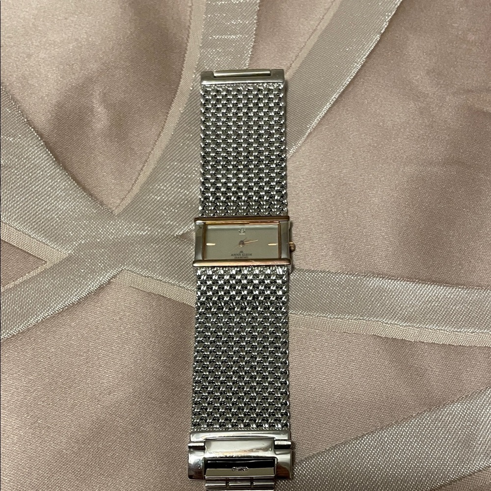 Silver Mesh Band Rectangular Watch